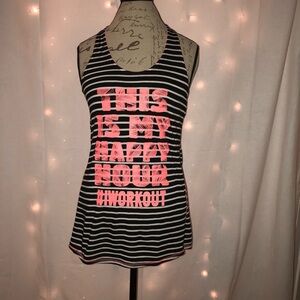 1[#EVCR] New Black/White/Neon striped workout tank